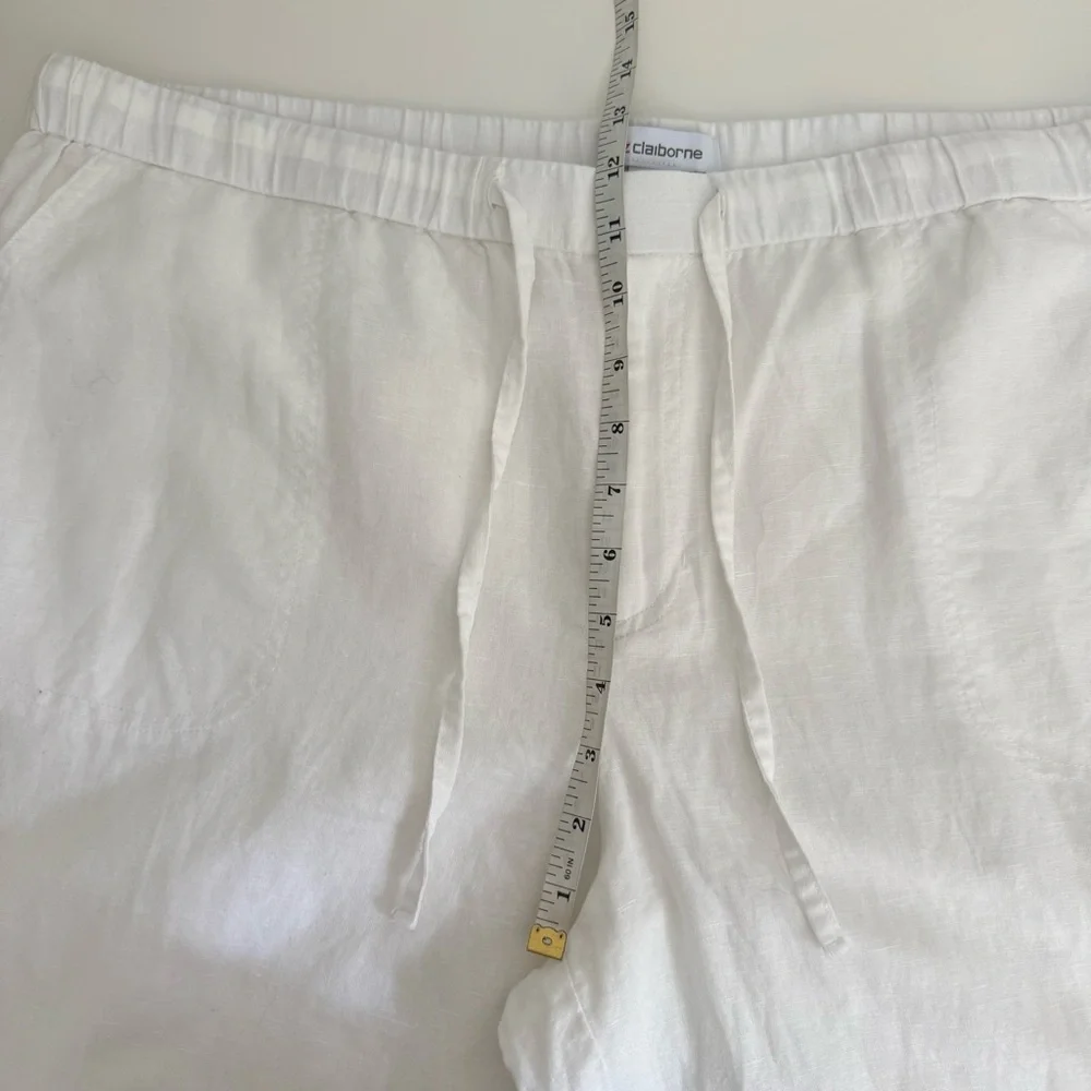 Liz Claiborne White Linen Blend Relaxed Wide Leg Pants XL - Picture 11 of 13